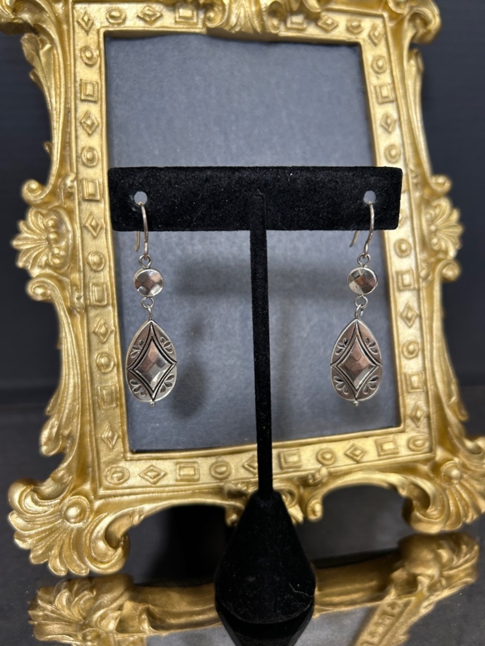 Brighton Disco Fever Silver Teardrop Filigree Dangle Earrings - Silver